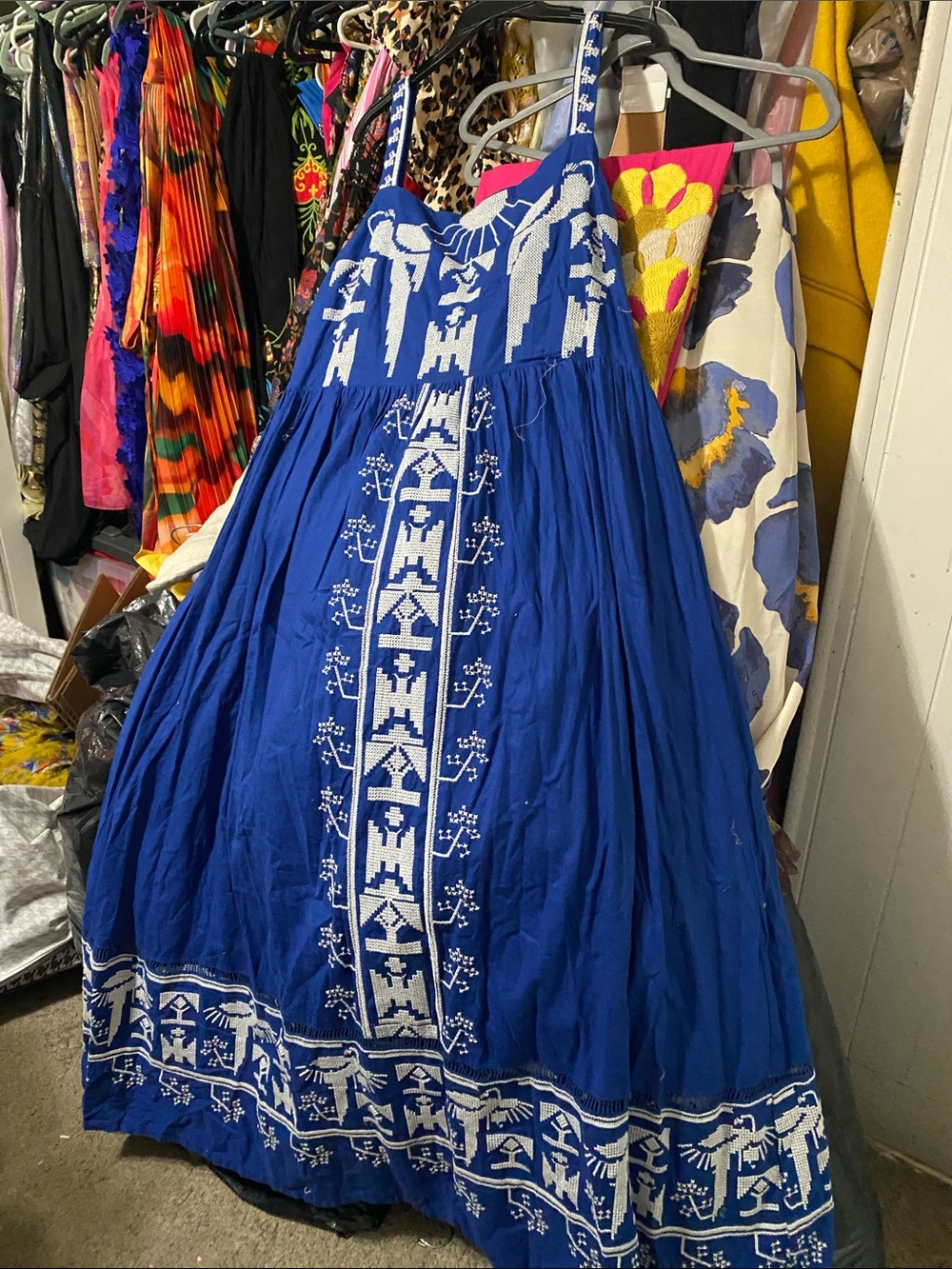 FARM  río Royal Blue Embroidered Boho Maxi Dress
